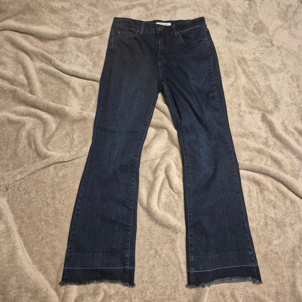 Charlie B Women Indigo Blue Flare Jeans Released Raw Hem C5368R-431A Size 10